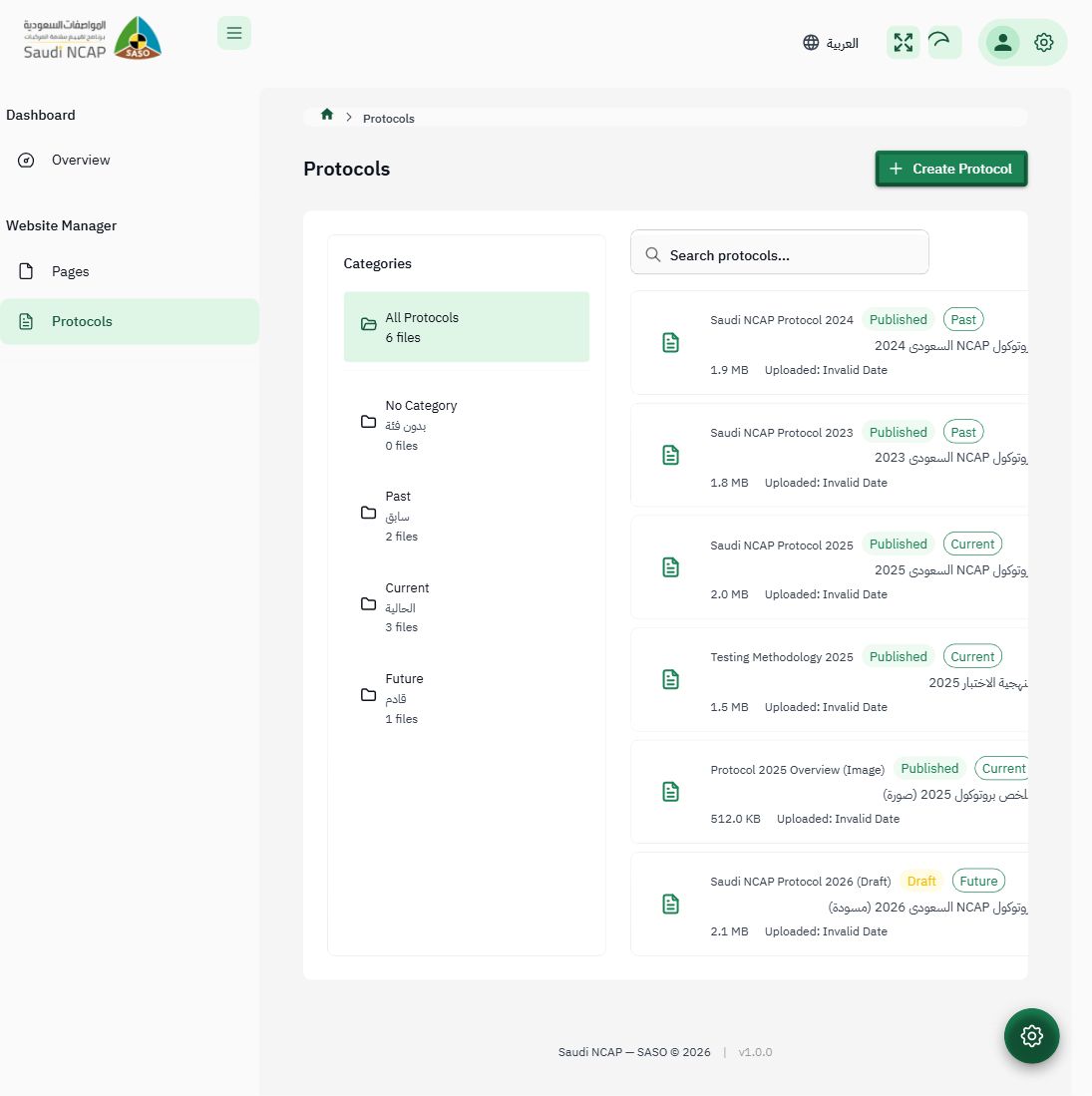 CMS Manager - Protocols
